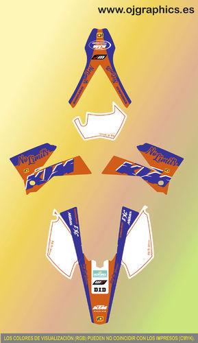 Kit Adhesivos enduro K T M EXC 2005-2007 Naranja-Azul