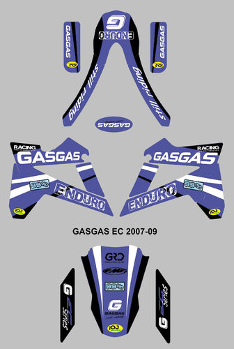 Kit Adhesivos enduro GASGAS EC 2007-2009 Azul