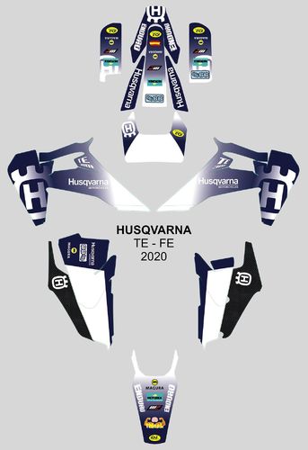 Kit Adhesivos enduro HUSQVARNA 2020 99% Tramado Azul Blanco
