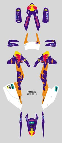 Kit Adhesivos enduro K T M  E X C 2017-19 Toro Rojo Xtrem