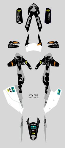 Kit Adhesivos enduro K T M   E X C 2017-19 Toro Negro Extrem