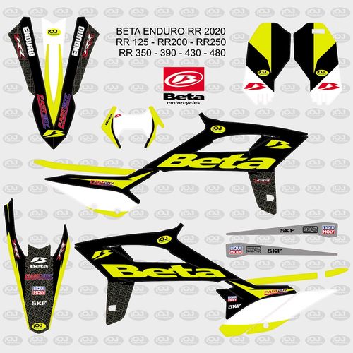 Kit Adhesivos enduro BETA RR 2020 Fast Boy Negro Amarillo