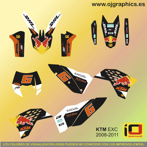 Kit Adhesivos enduro KTM EXC 2008-11 Extrem Toro Blanco