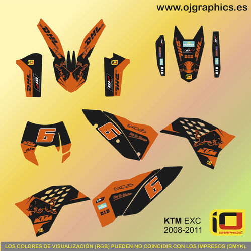 Kit Adhesivos enduro KTM EXC 2008-11 Extrem Toro Naranja
