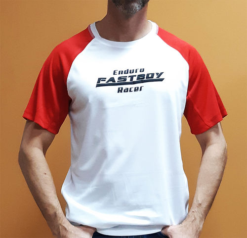 Camiseta manga corta ranglan poliester logo Fast Boy roja