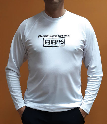 Camiseta manga larga ranglan poliester  99% Blanca