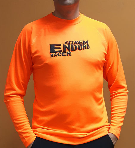 Camiseta manga ranglan larga poliester logo Extrem Naranja