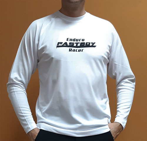 Camiseta manga ranglan larga poliester logo Fast Boy Blanca