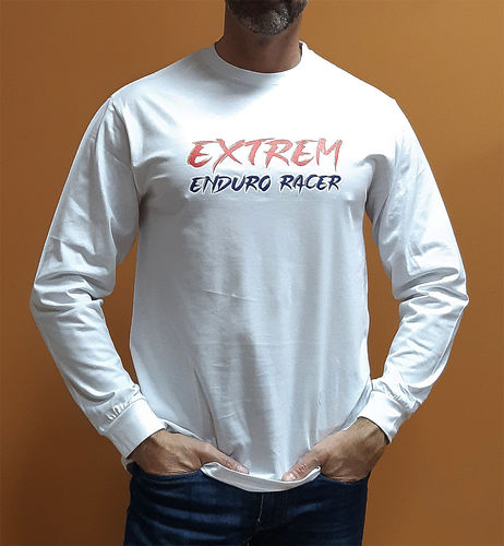 Camiseta manga larga algodón logo Extrem blanca