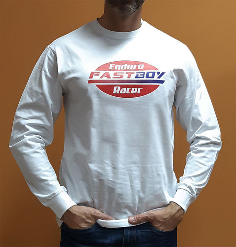 Camiseta manga larga algodón logo FastBoy blanca