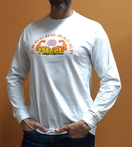 Camiseta manga larga algodón logo TMeel blanca