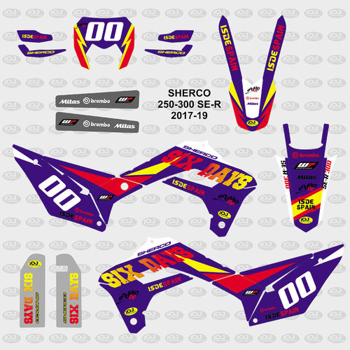 Kit Adhesivos enduro SHERCO SE-R 250-300 2017-19 SixDaysSpain Az