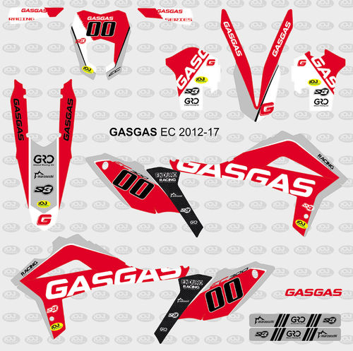 Kit Adhesivos enduro GASGAS EC 2012-17 Réplica Roja Gris 2017