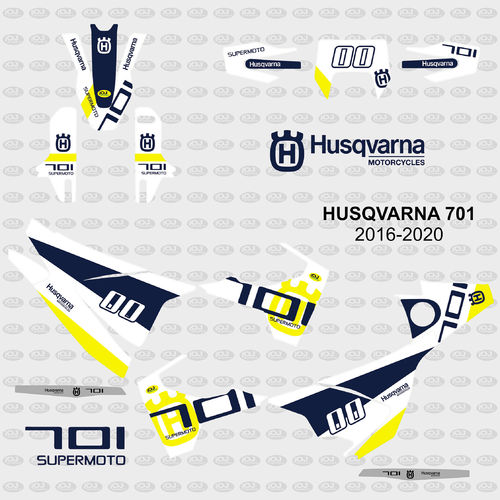Kit Adhesivos Husqvarna 701 Supermoto 2016-20 Blanca Logo