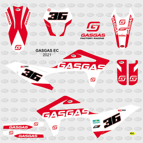 Kit Adhesivos enduro GASGAS EC 2021 Serie Blanca Roja