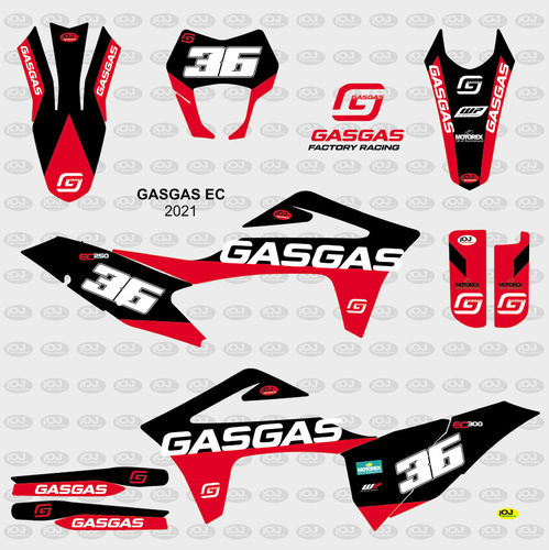 Kit Adhesivos enduro GASGAS EC 2021 Serie Negra Roja