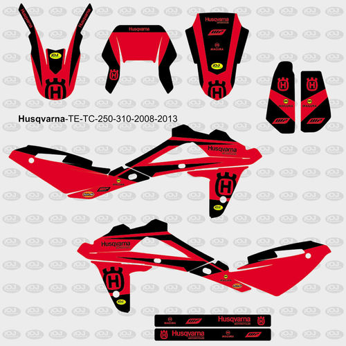 Kit Adhesivos Husqvarna TE-TC-250/310 2008-13 Roja Negra