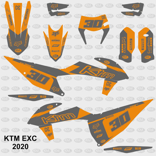 Kit Adhesivos KTM EXC 2020-23 Gris Naranja SR