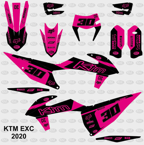 Kit Adhesivos KTM EXC 2020-23 Negro Fucsia SR