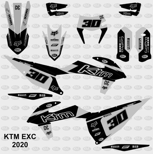 Kit Adhesivos KTM EXC 2020-23 Negro Gris SR