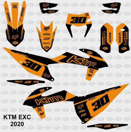 Kit Adhesivos KTM EXC 2020-23 Negro Naranja SR