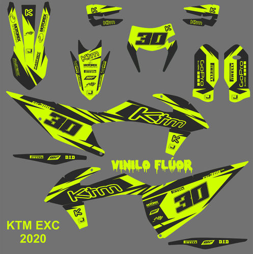 Kit Adhesivos Enduro KTM EXC 2020-23 Flúor Amarillo