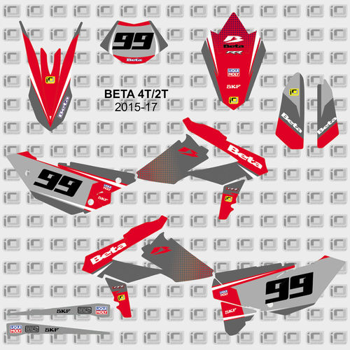 Kit Adhesivos enduro BETA RR 2015-17 Rojo Gris