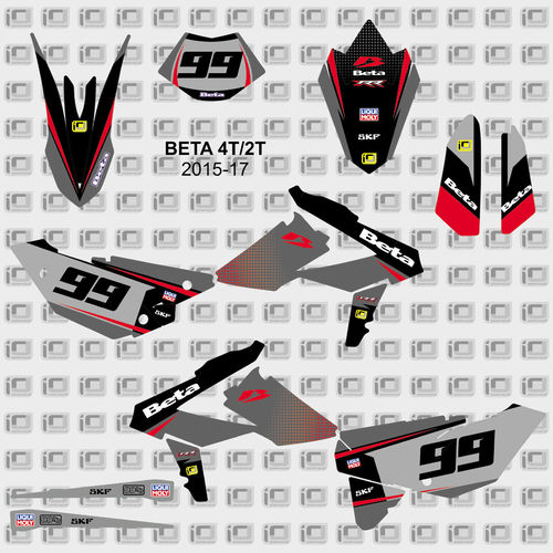Kit Adhesivos enduro BETA RR 2015-17 Negro Gris