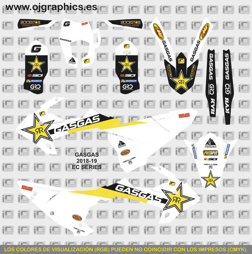 Kit Adhesivos GASGAS EC 2018-20 Estrella Rock Blanca