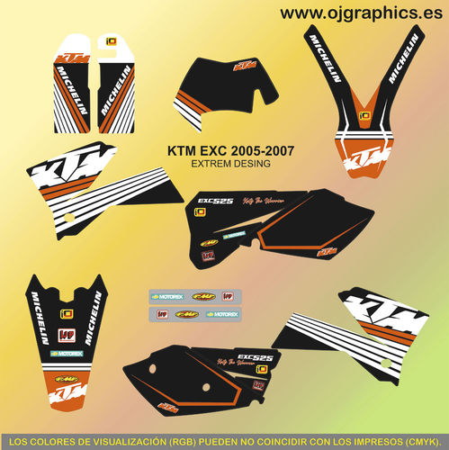 Kit Adhesivos enduro K T M EXC 2005-2007 Vintage Negra